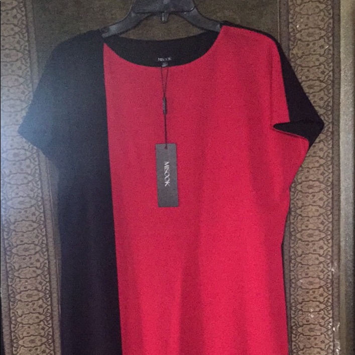 Nwt Misook Red-Navy Color Block Dress-Size Xsmall